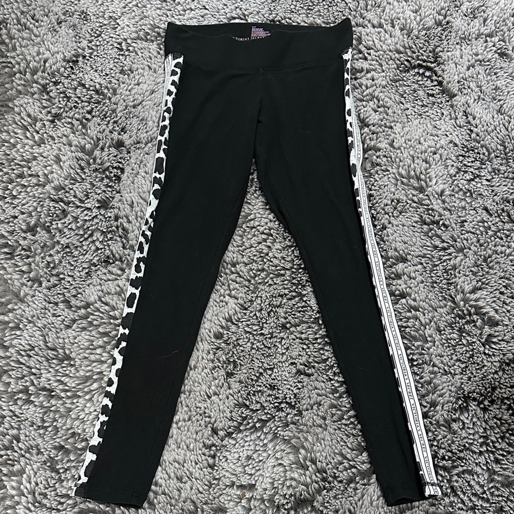 Victoria's Secret Black Leggings with Animal Print Accents